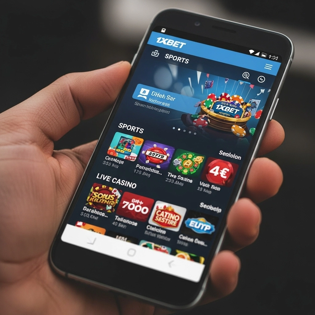 واجهة تطبيق 1xBet الرئيسية على الأندرويد