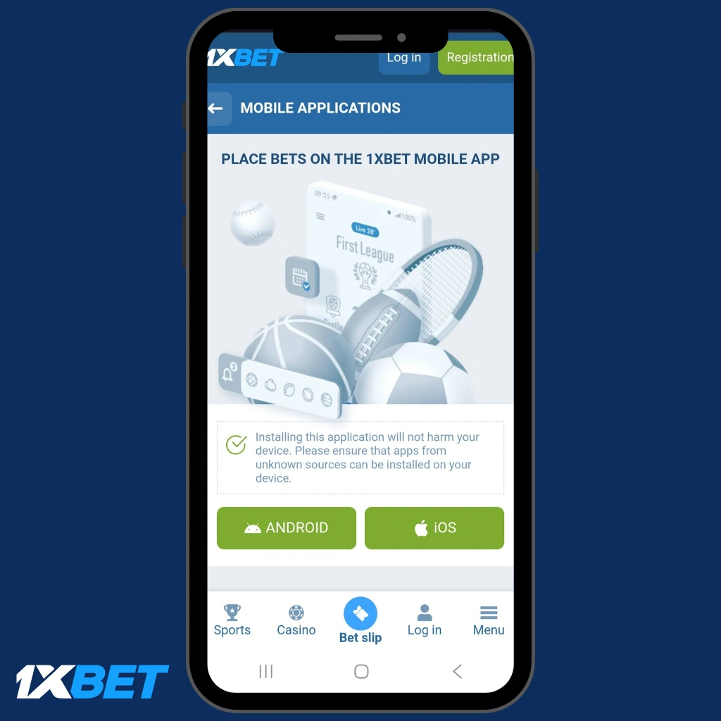 Official website for downloading 1xBet on Android